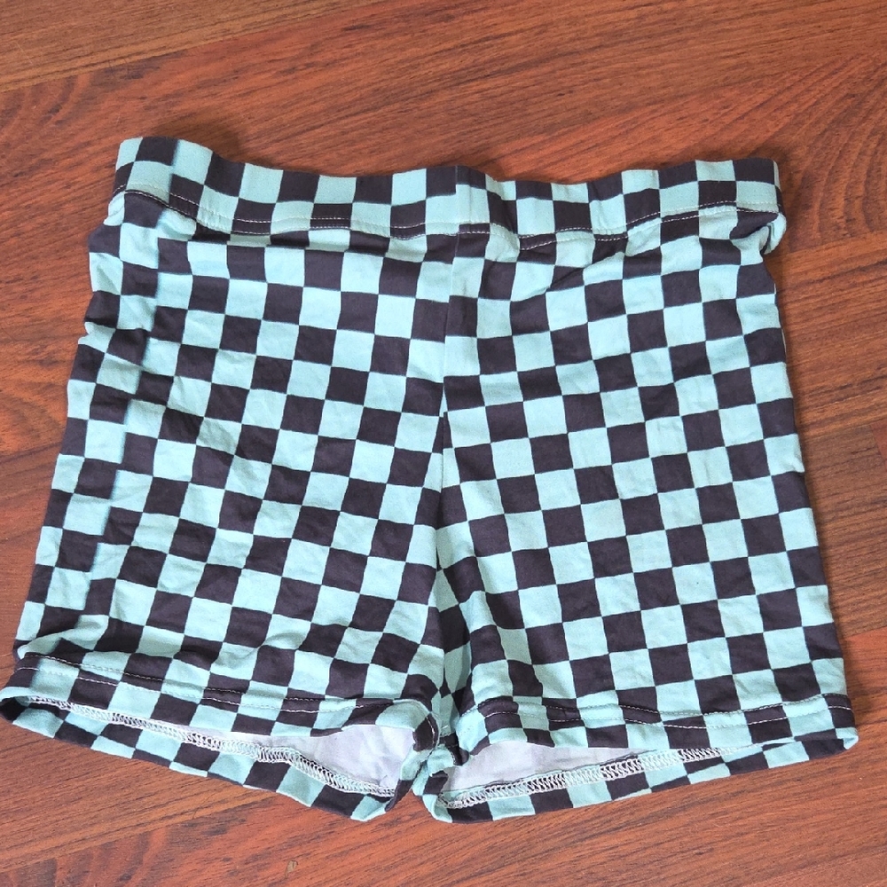 Checkered Black and Mint Spandex Shorts Size M